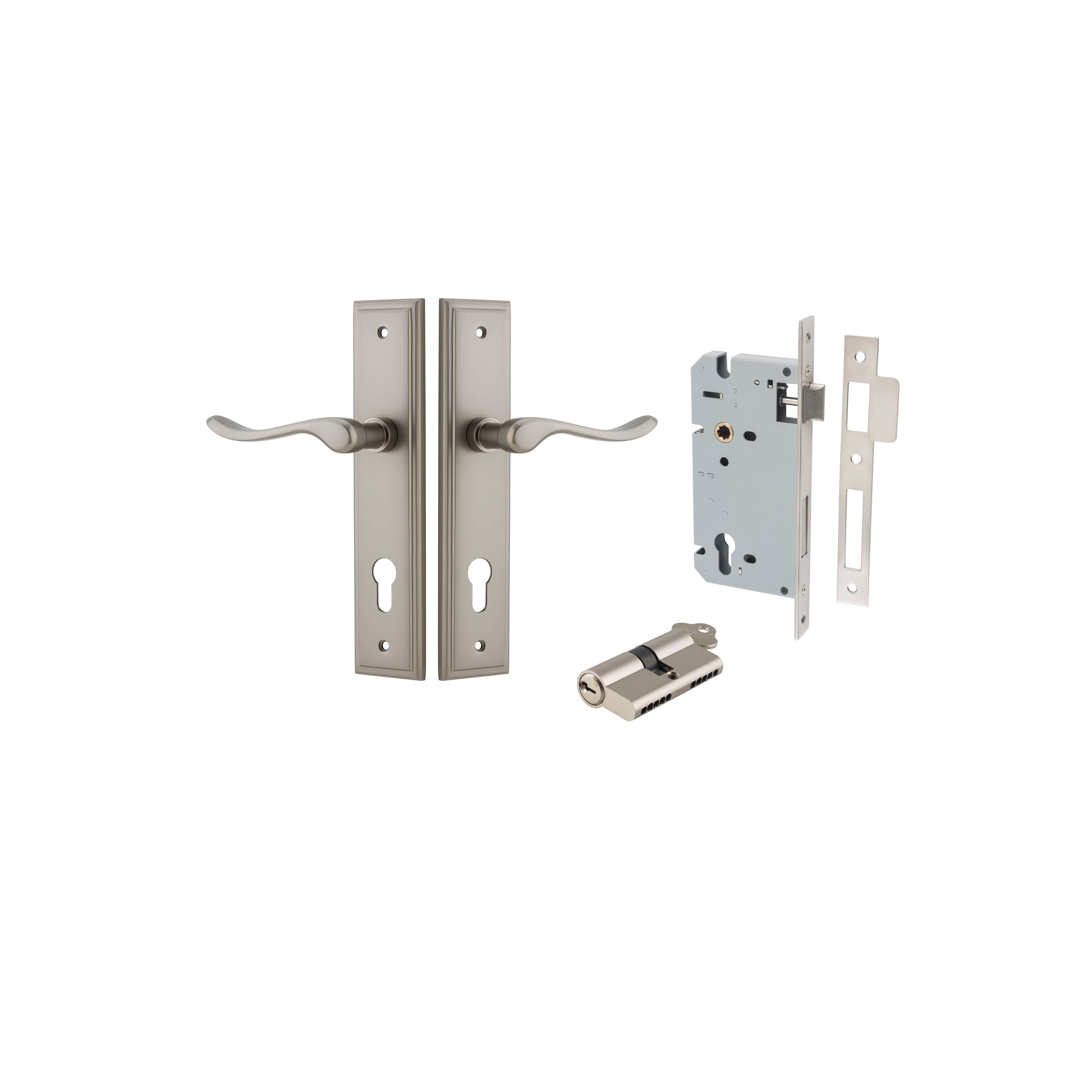 Stirling Lever - Stepped Backplate - Ella Grace - Iver - Satin Nickel - Door Levers