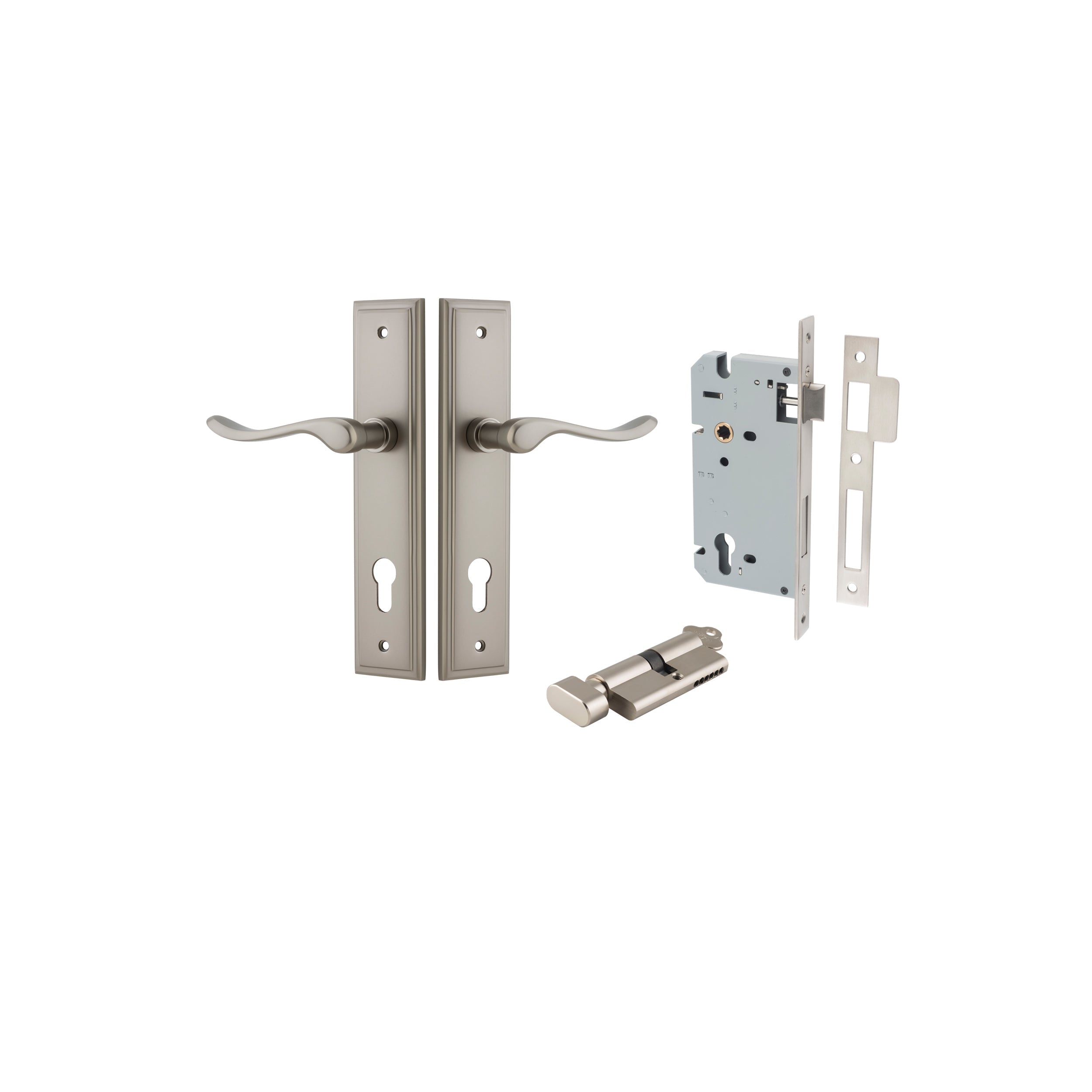 Stirling Lever - Stepped Backplate - Ella Grace - Iver - Satin Nickel - Door Levers