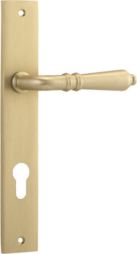 Sarlat Lever - Rectangular Backplate - Ella Grace - Iver - Brushed Brass - Door Levers