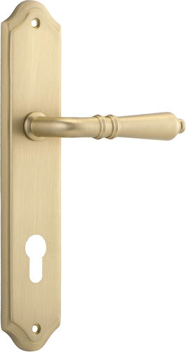 Sarlat Lever - Shouldered Backplate - Ella Grace - Iver - Brushed Brass - Door Levers