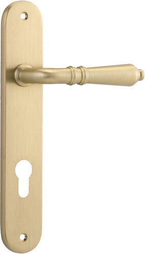 Sarlat Lever - Oval Backplate - Ella Grace - Iver - Brushed Brass - Door Levers