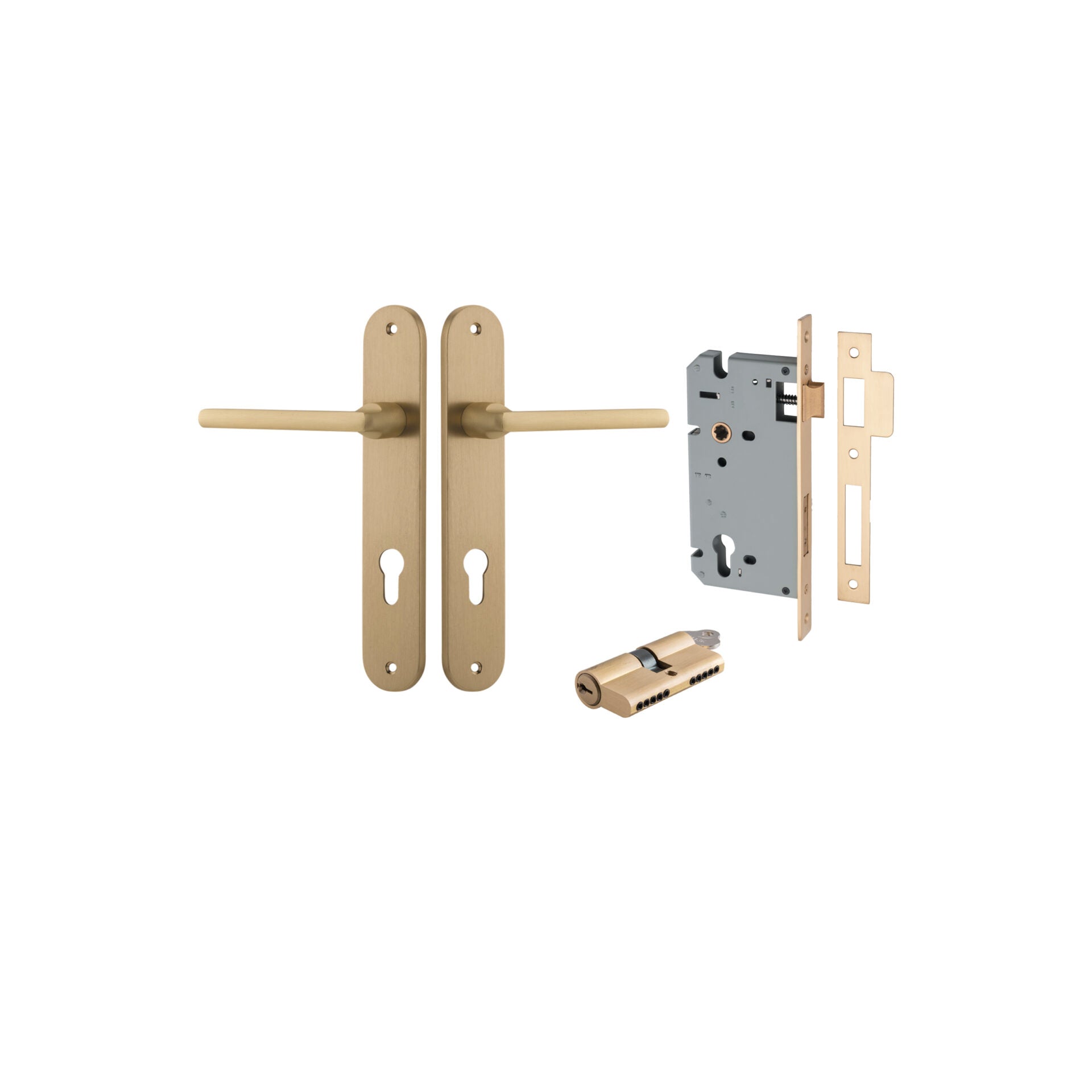 Baltimore Lever - Oval Backplate - Ella Grace - Iver - Brushed Brass - Door Levers