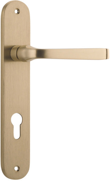 Annecy Lever - Oval Backplate - Ella Grace - Iver - Brushed Brass - Door Levers