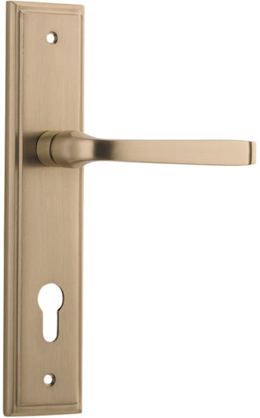 Annecy Lever - Stepped Backplate - Ella Grace - Iver - Brushed Brass - Door Levers