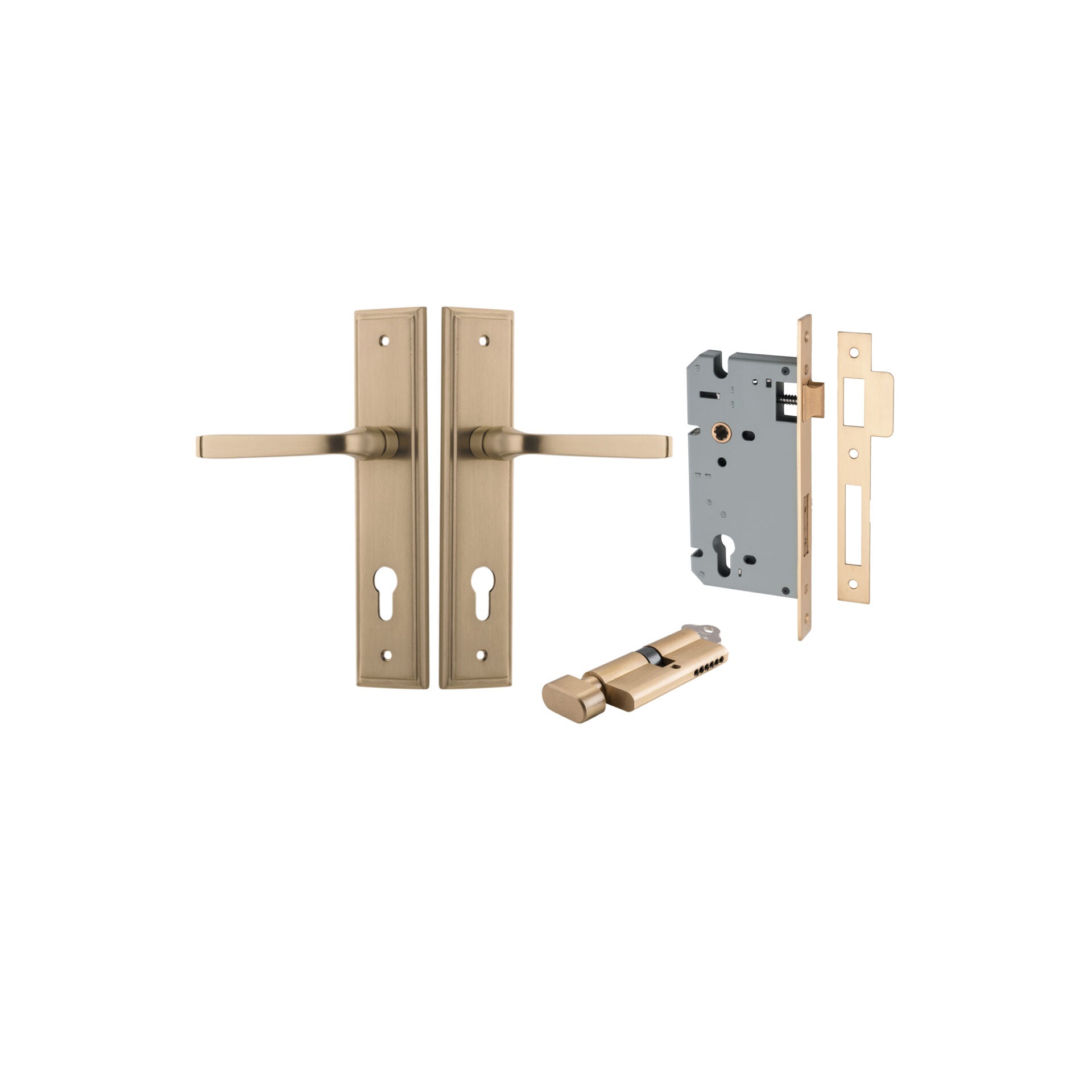 Annecy Lever - Stepped Backplate - Ella Grace - Iver - Brushed Brass - Door Levers