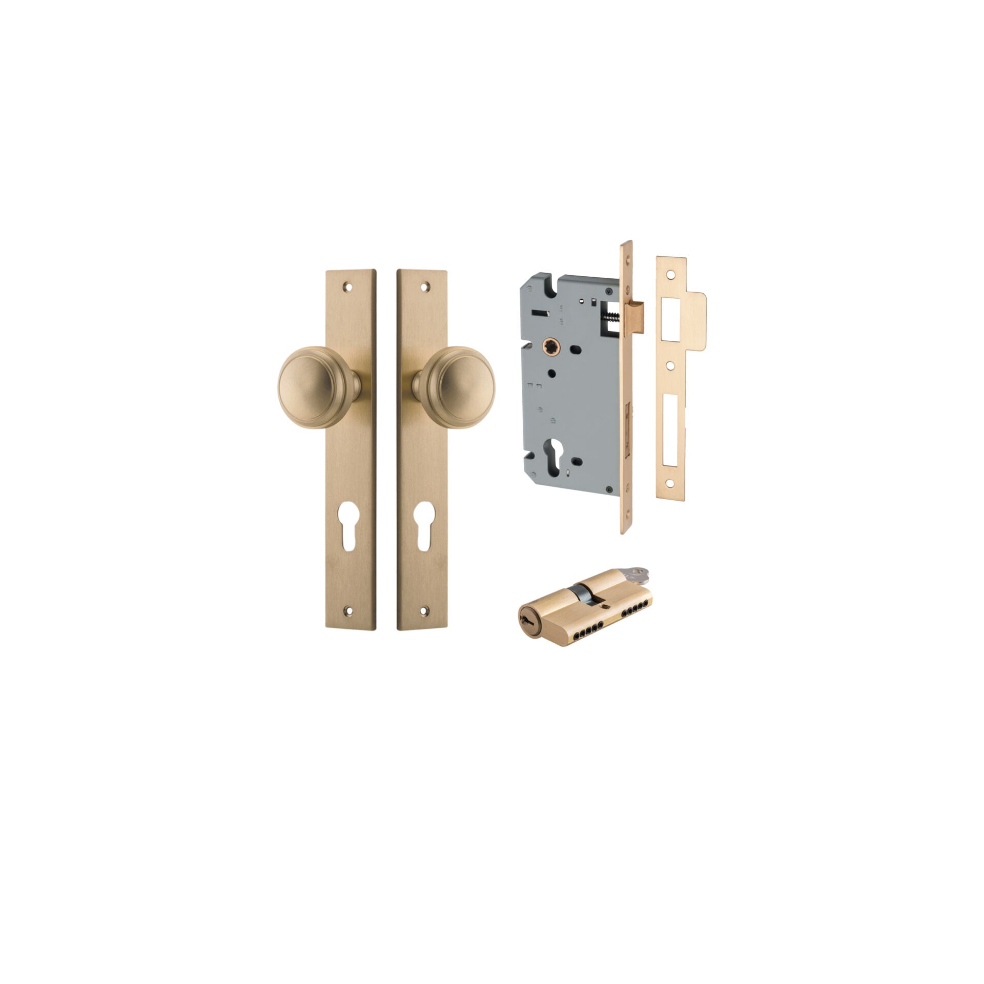 Paddington Knob - Rectangular Backplate - Ella Grace - Iver - Brushed Brass - Door Knobs