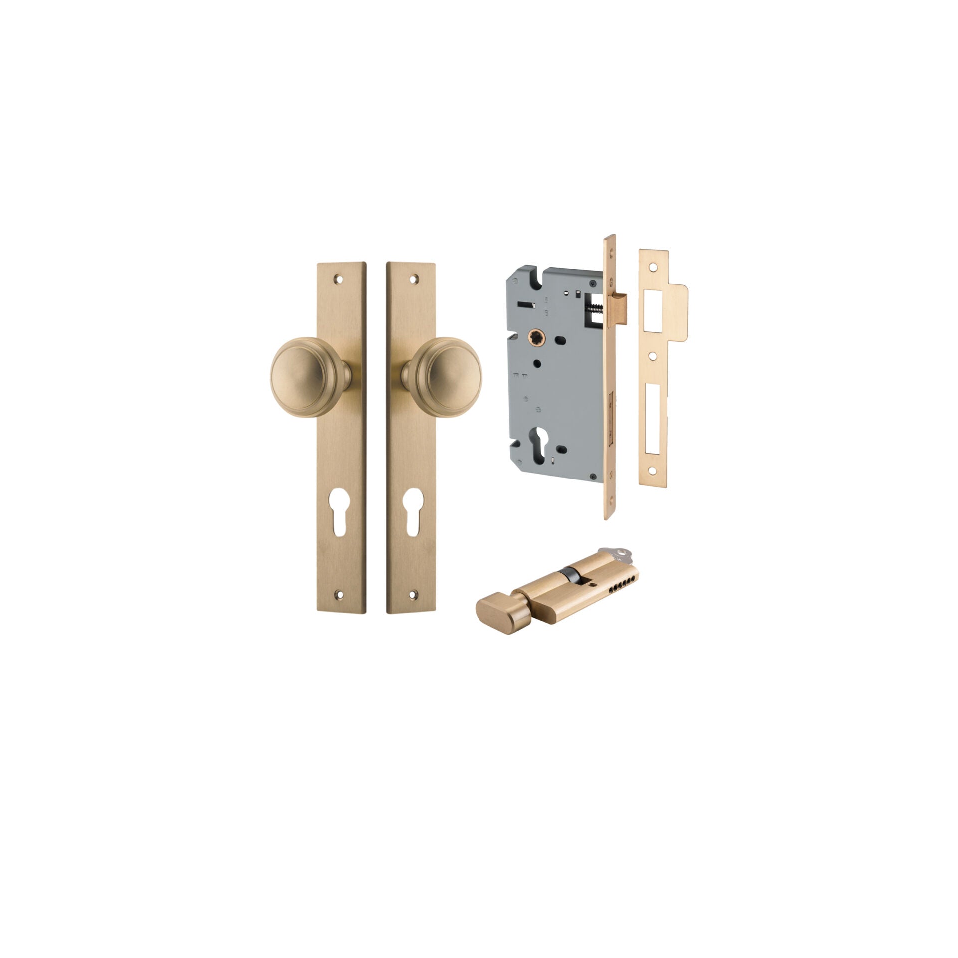 Paddington Knob - Rectangular Backplate - Ella Grace - Iver - Brushed Brass - Door Knobs