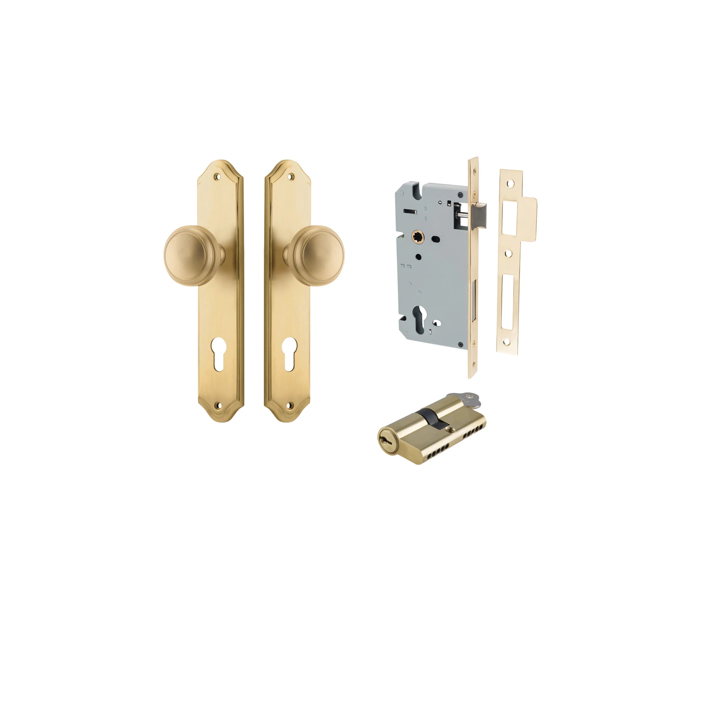 Paddington Knob - Shouldered Backplate - Ella Grace - Iver - Brushed Brass - Door Knobs