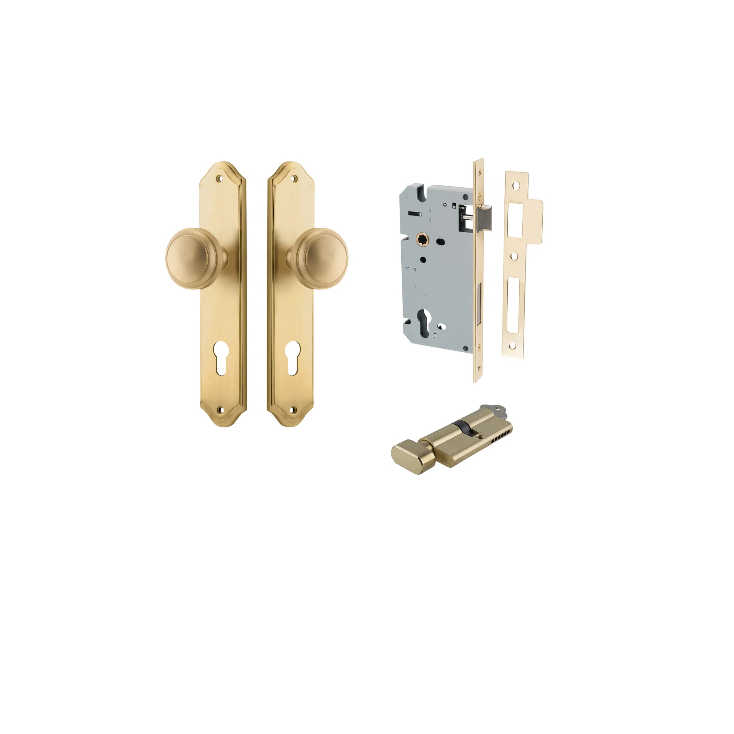 Paddington Knob - Shouldered Backplate - Ella Grace - Iver - Brushed Brass - Door Knobs