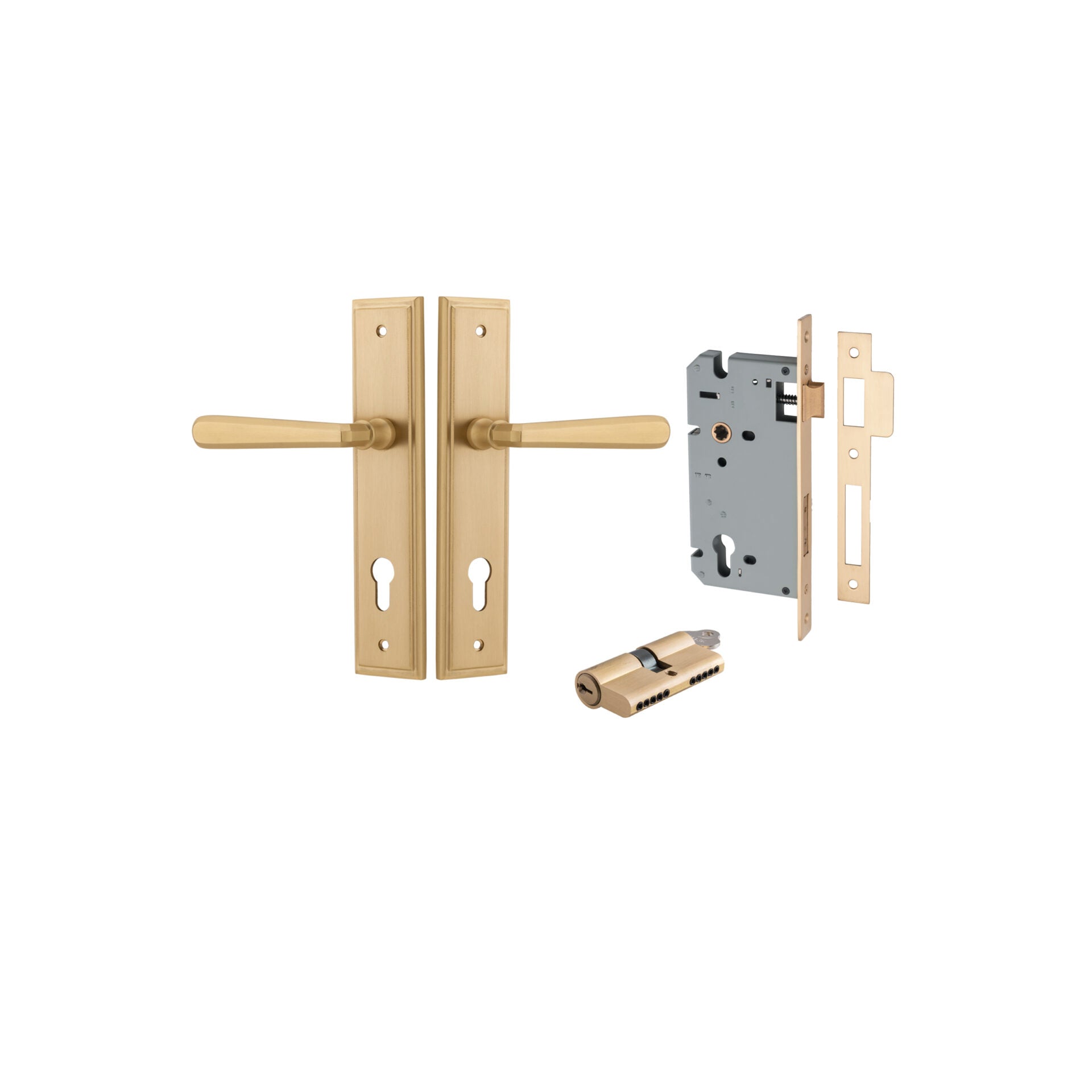 Copenhagen Lever - Stepped Backplate - Ella Grace - Iver - Brushed Brass - Door Levers