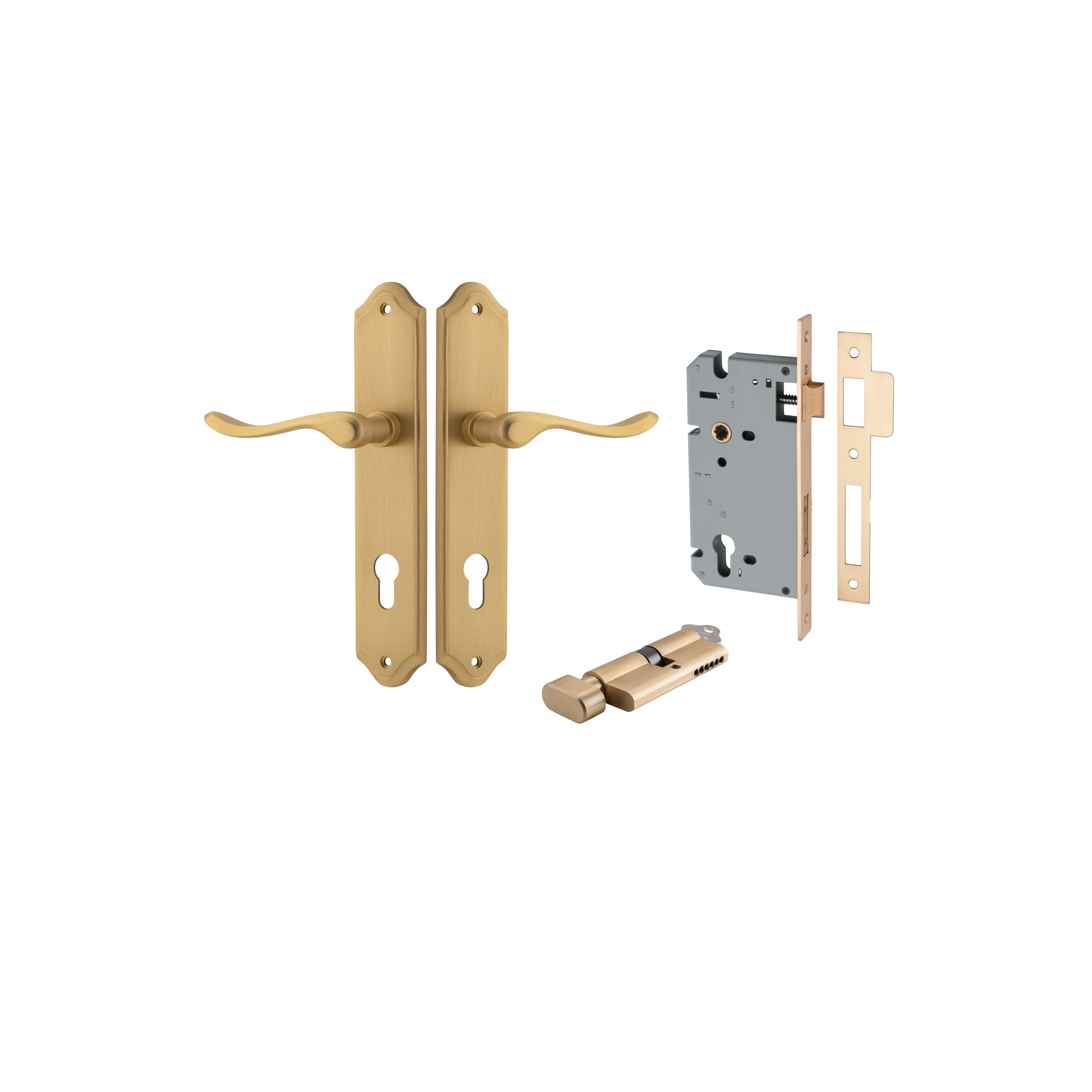 Stirling Lever - Shouldered Backplate - Ella Grace - Iver - Brushed Brass - Door Levers