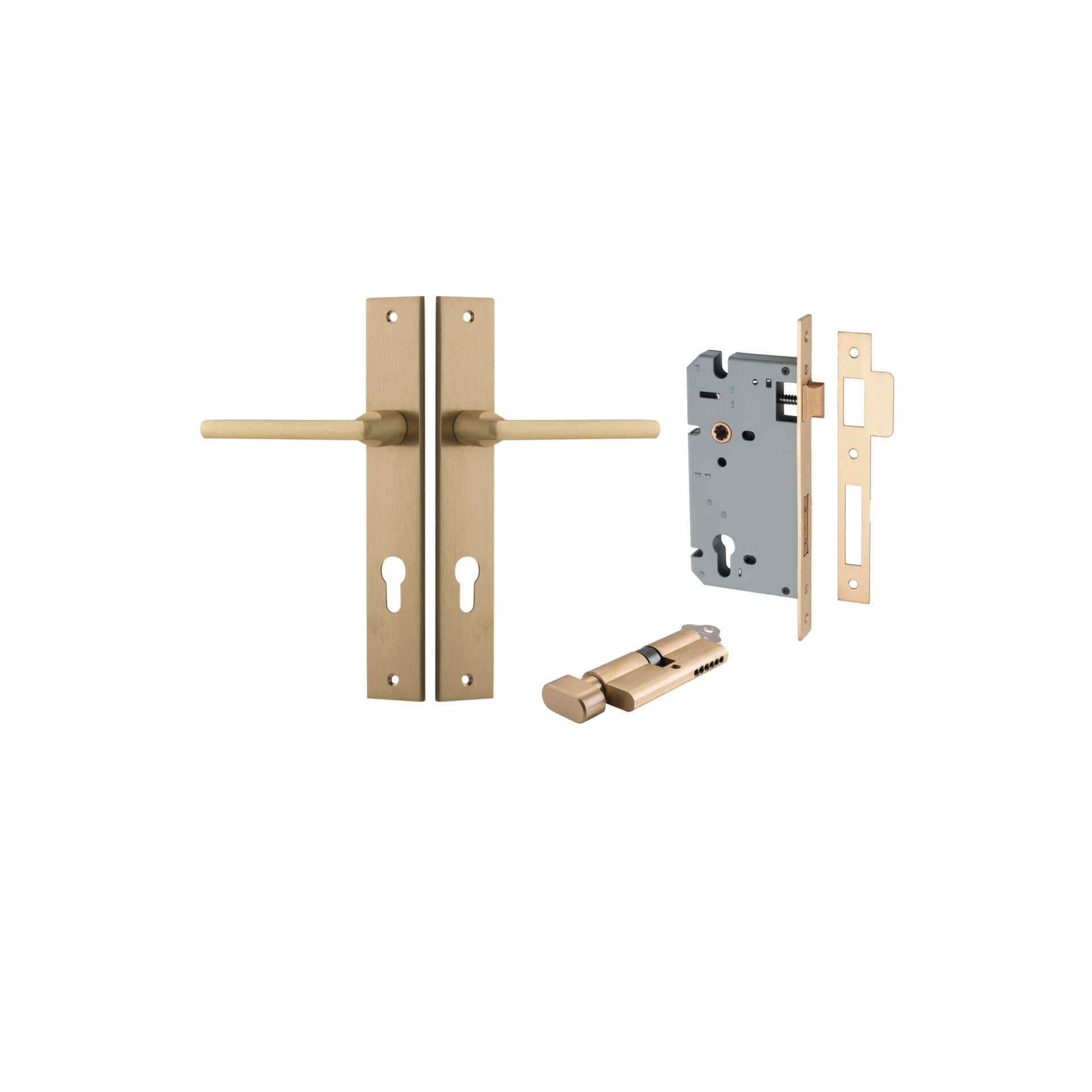 Baltimore Lever - Rectangular Backplate - Ella Grace - Iver - Brushed Brass - Door Levers