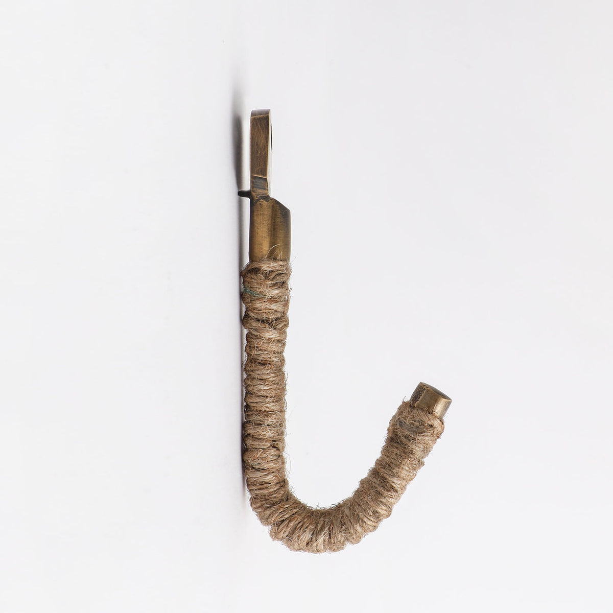 Jute rope hook fitted to a wall