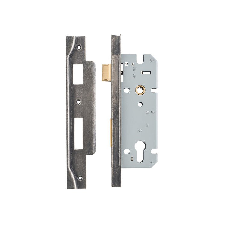 85mm Euro Mortice Locks - Rebated - Ella Grace - Iver - Distressed Nickel - External Locks