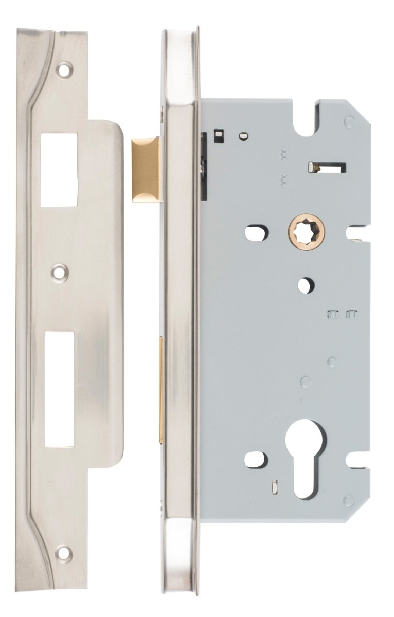 85mm Euro Mortice Locks - Rebated - Ella Grace - Iver - Satin Nickel - External Locks