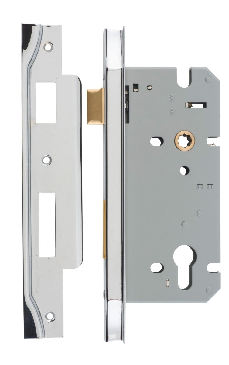 85mm Euro Mortice Locks - Rebated - Ella Grace - Iver - Polished Chrome - External Locks