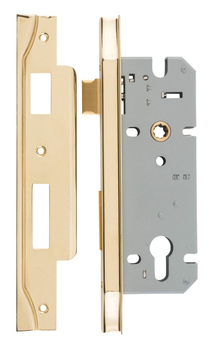 85mm Euro Mortice Locks - Rebated - Ella Grace - Iver - Polished Brass - External Locks