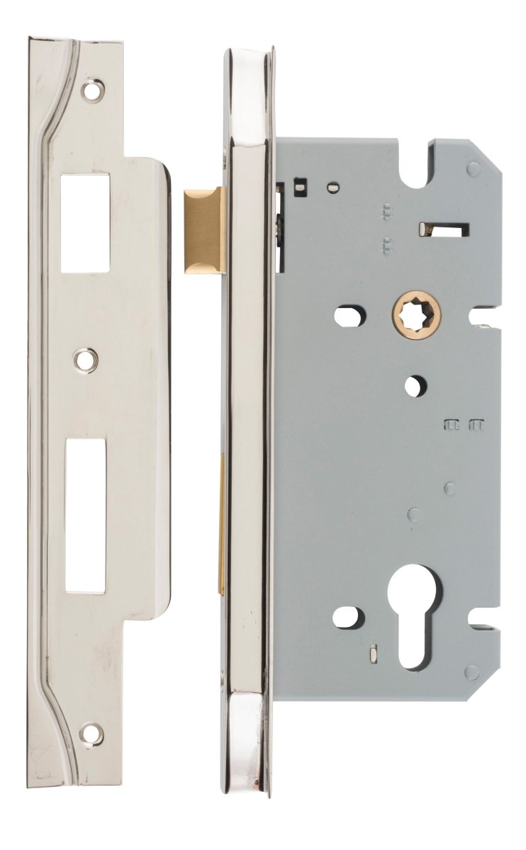 85mm Euro Mortice Locks - Rebated - Ella Grace - Iver - Polished Nickel - External Locks