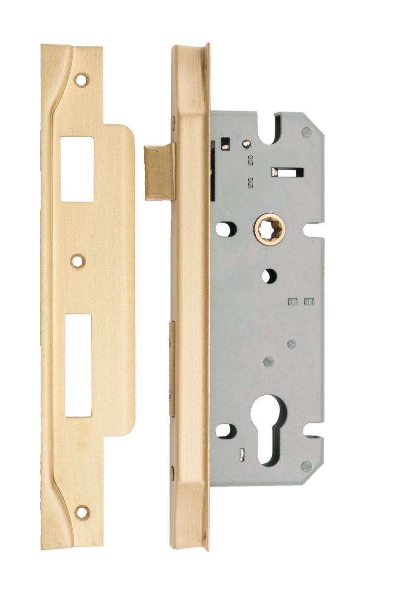 85mm Euro Mortice Locks - Rebated - Ella Grace - Iver - Brushed Brass - External Locks