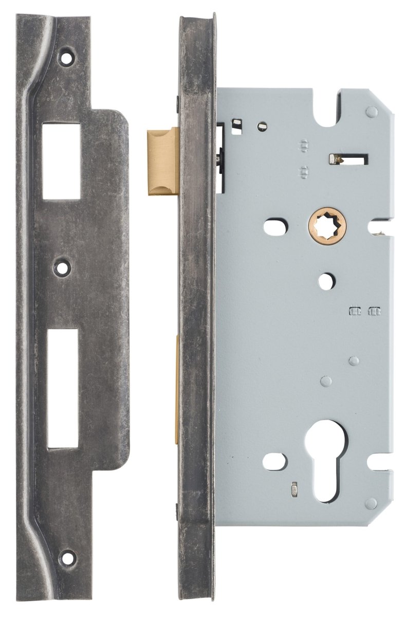 85mm Euro Mortice Locks - Rebated - Ella Grace - Iver - Distressed Nickel - External Locks