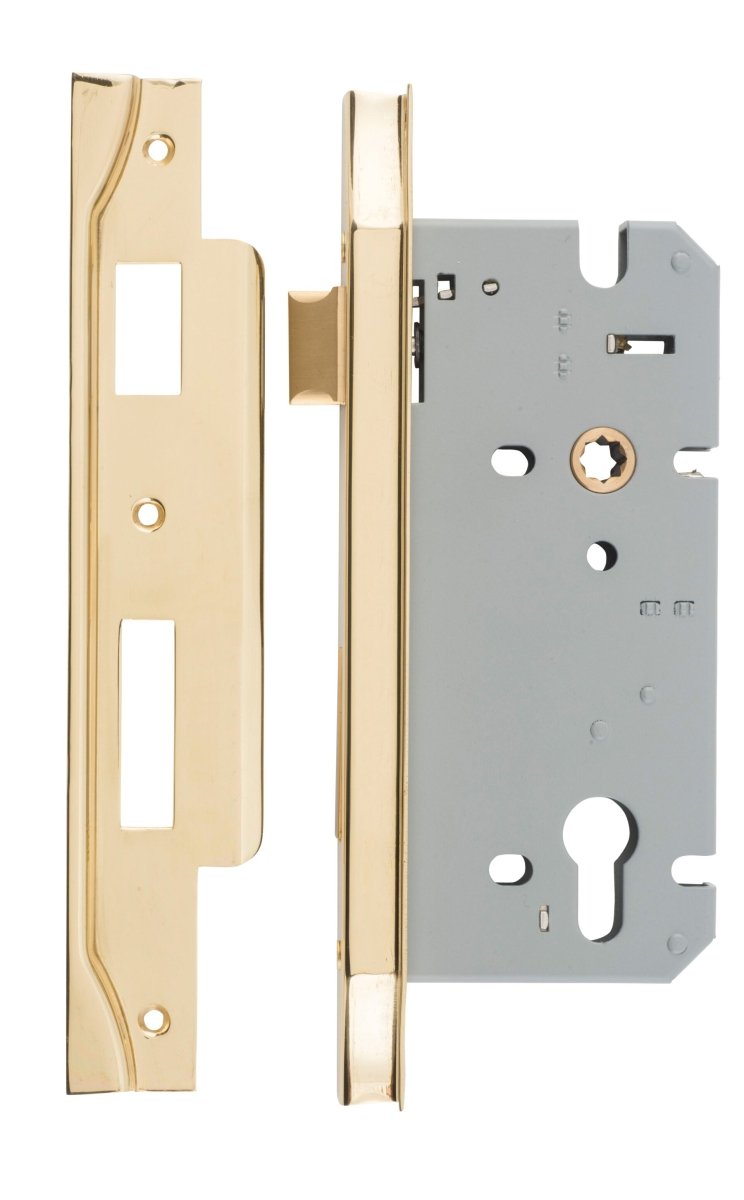 85mm Euro Mortice Locks - Rebated - Ella Grace - Iver - Polished Brass - External Locks