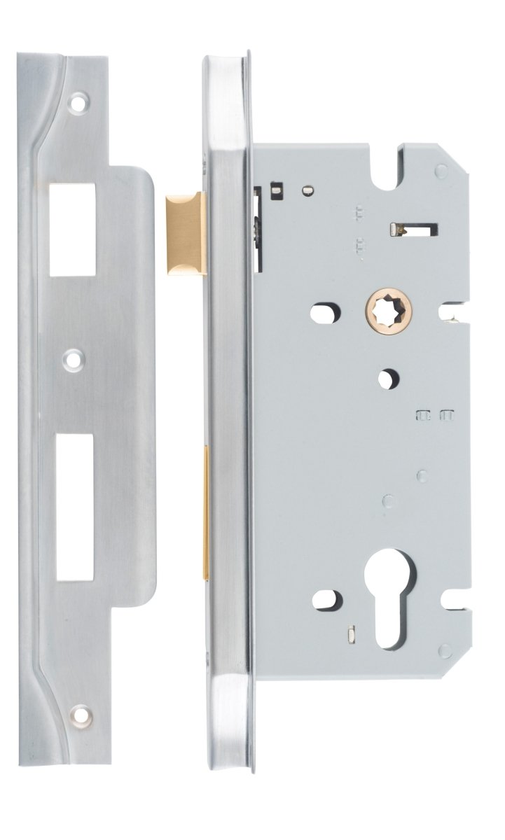 85mm Euro Mortice Locks - Rebated - Ella Grace - Iver - Brushed Chrome - External Locks