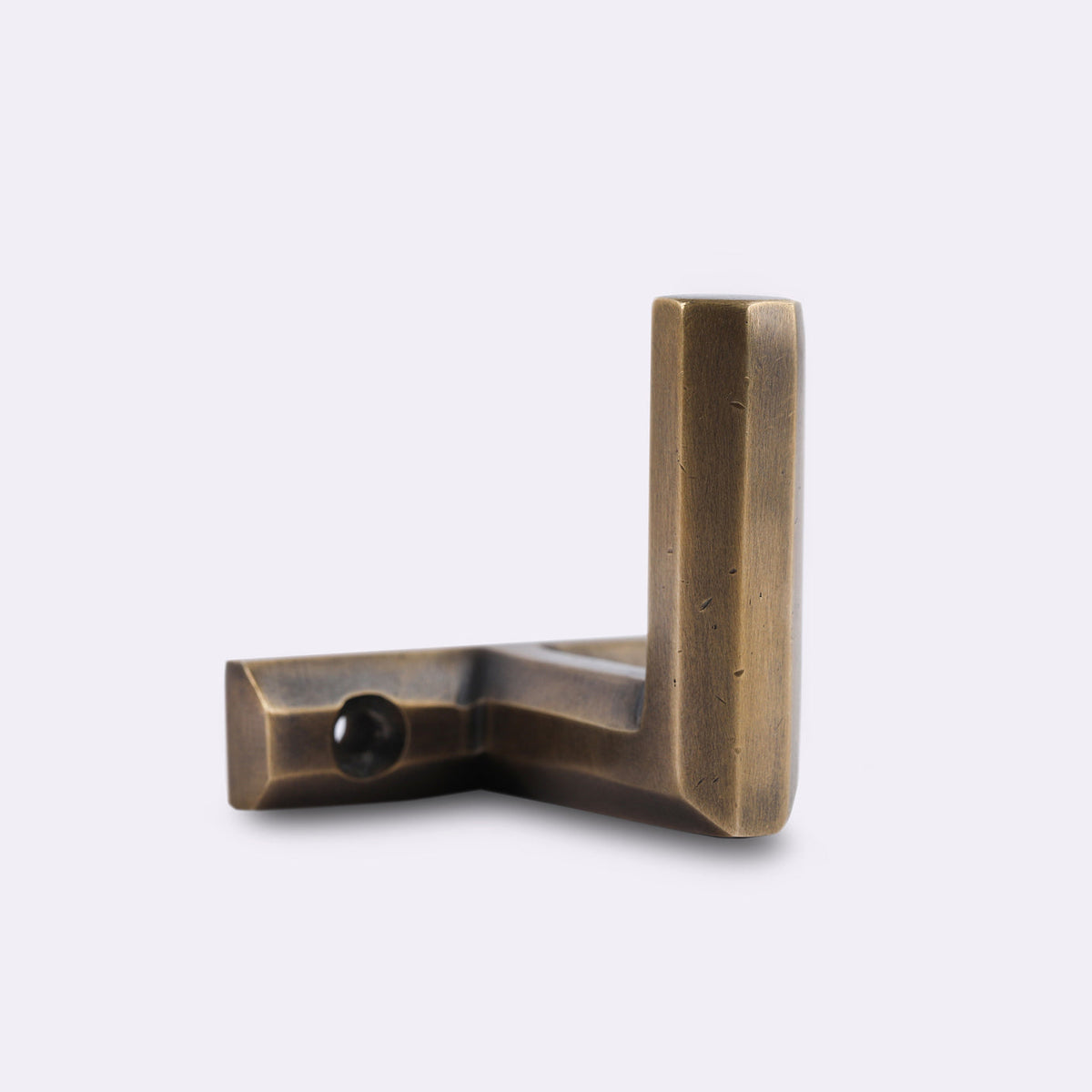 Henley Hook in acid washed brass by Hepburn Hardware