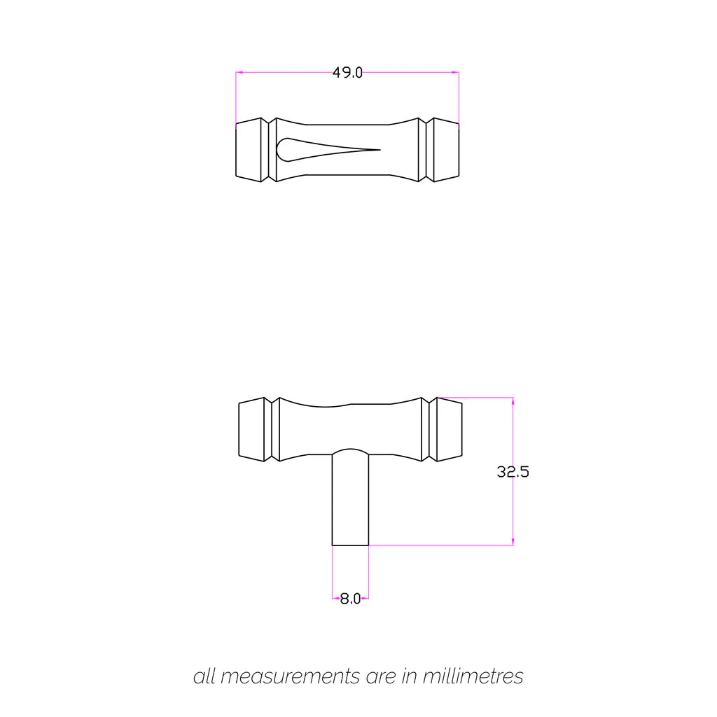 Hepburn Hardware Bamboo T-Bar | Polished Nickel