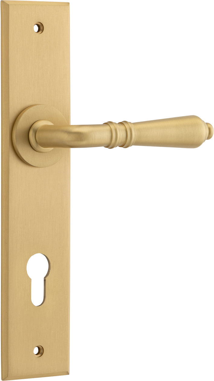 Sarlat Lever - Chamfered Backplate - Ella Grace - Iver - Brushed Brass - Door Levers