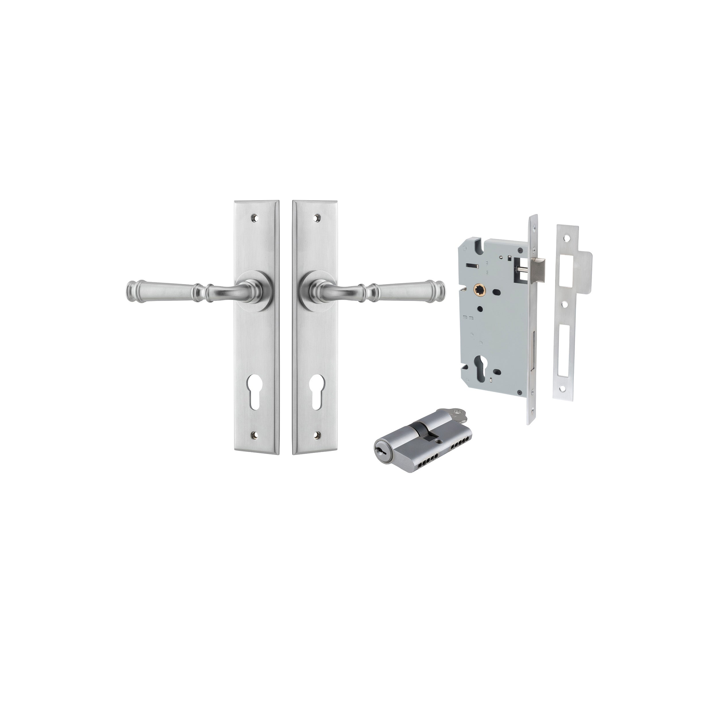 Verona Lever - Chamfered Backplate - Ella Grace - Iver - Brushed Chrome - Door Levers