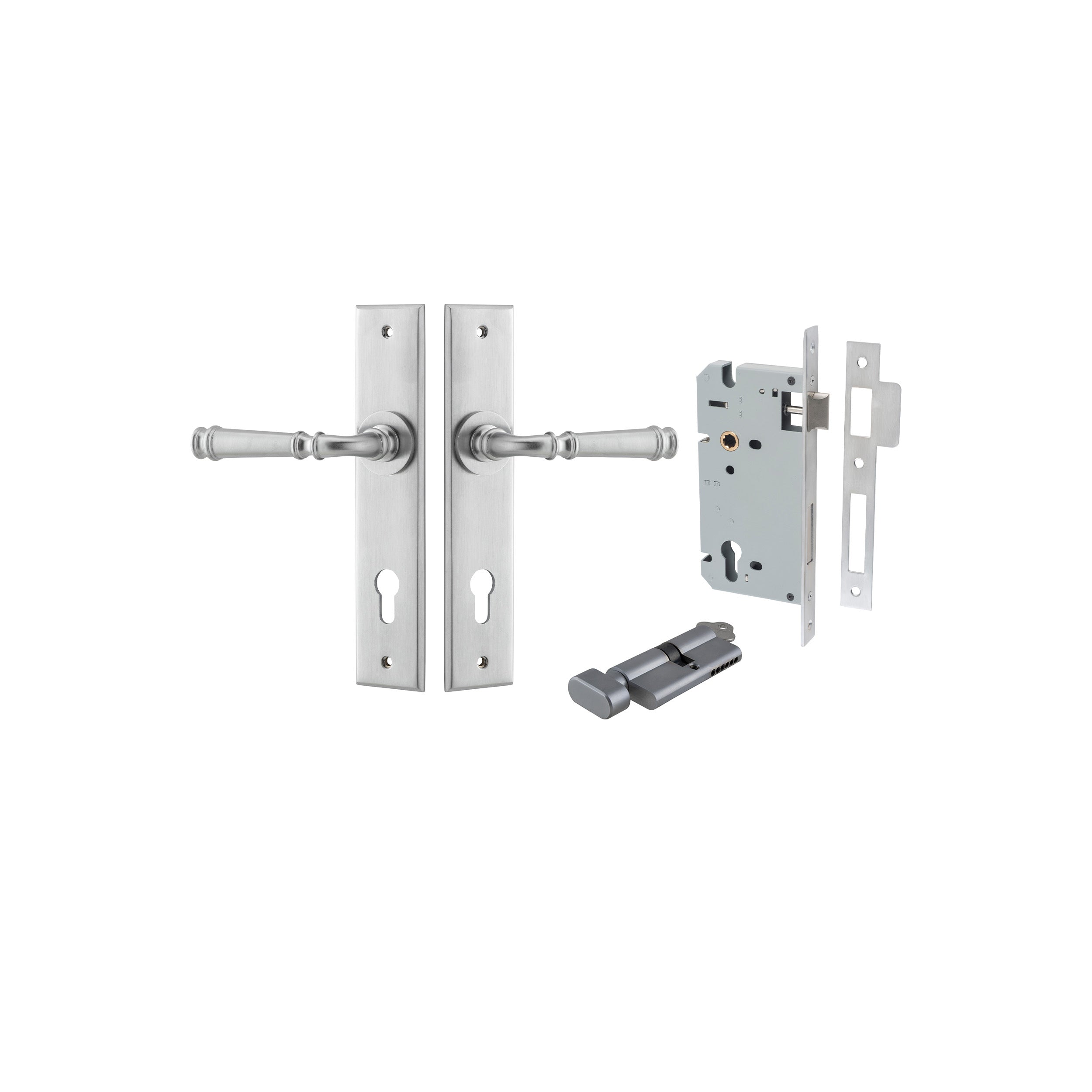 Verona Lever - Chamfered Backplate - Ella Grace - Iver - Brushed Chrome - Door Levers