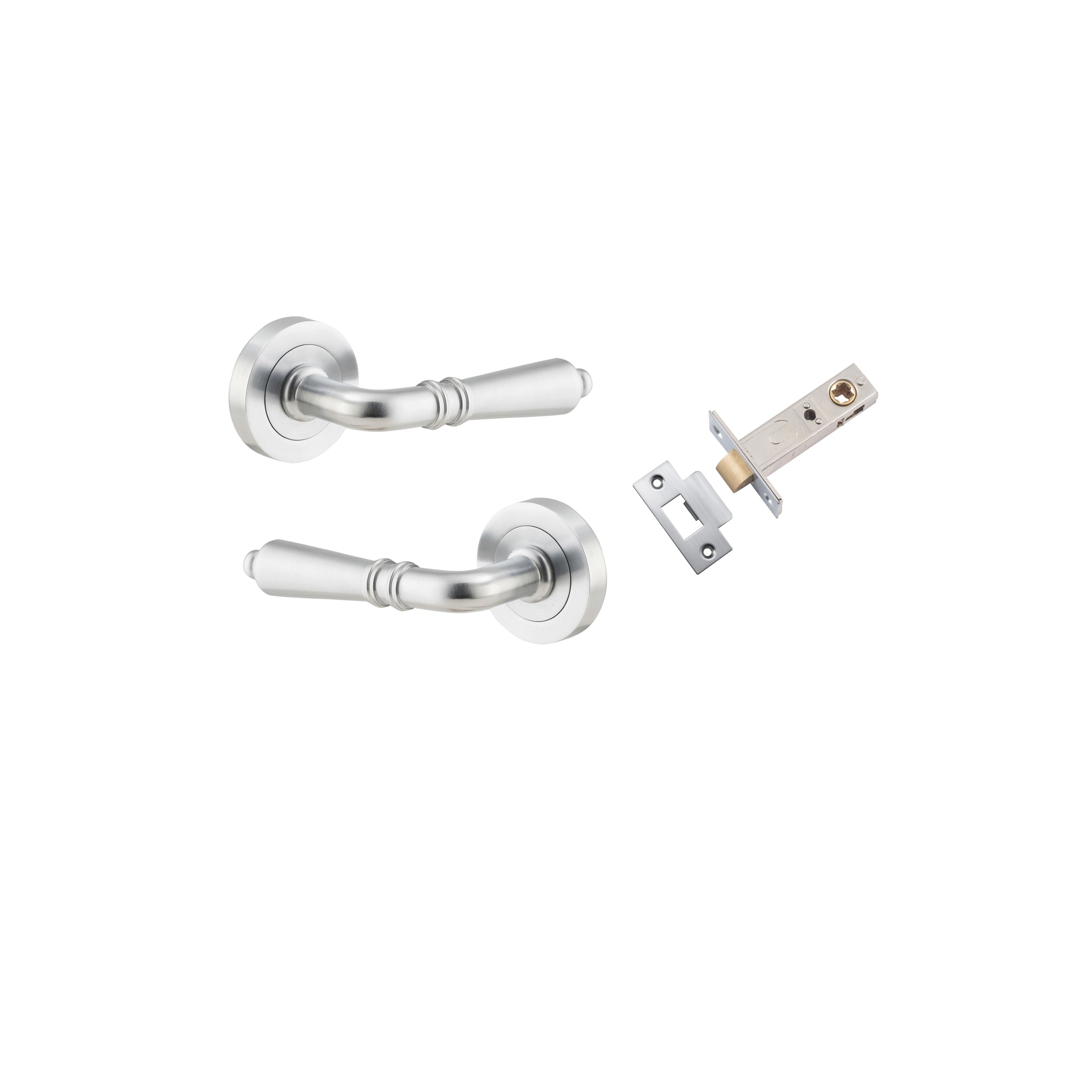 Sarlat Lever - Round Rose - Ella Grace - Iver - Brushed Chrome - Door Levers