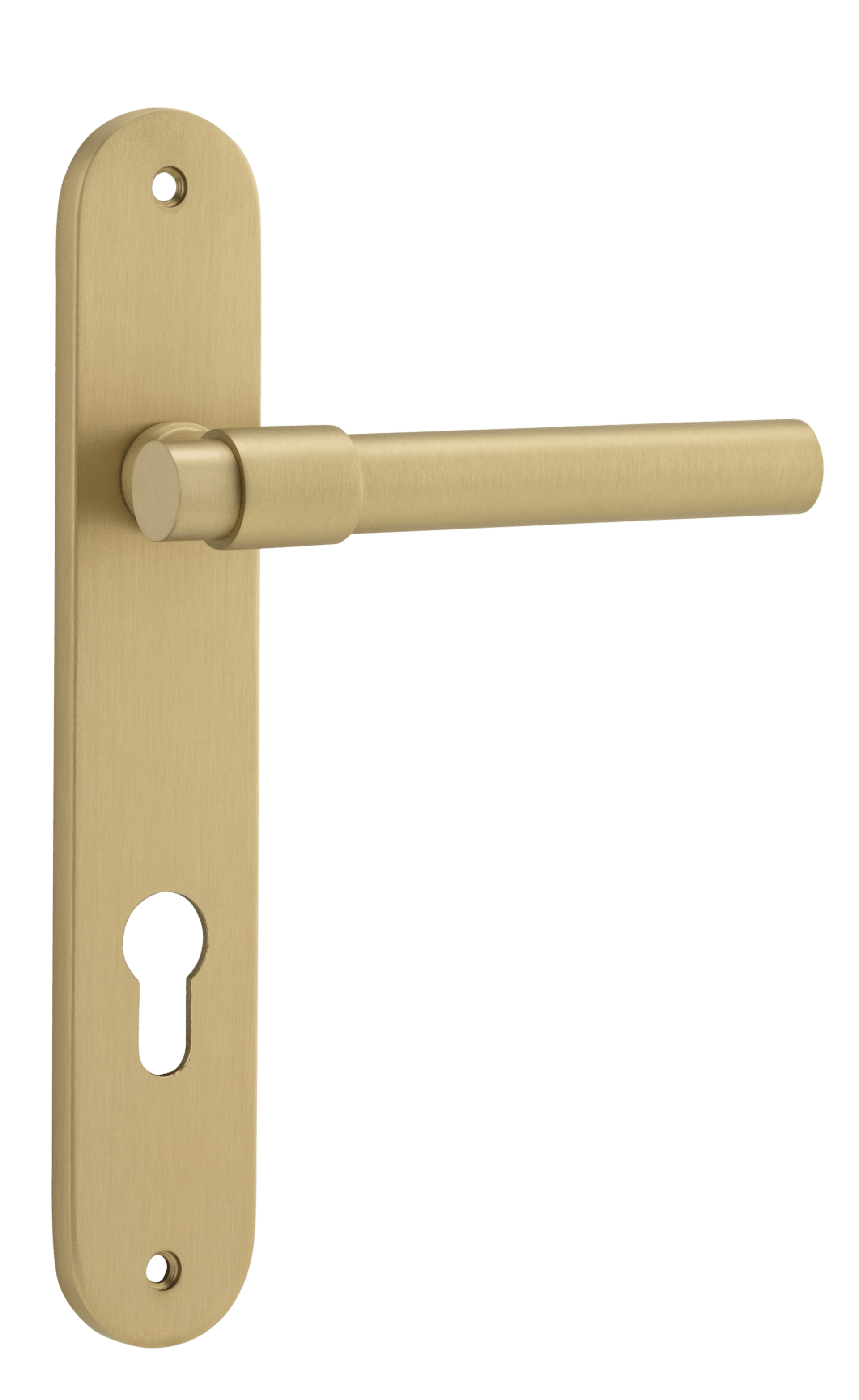 Helsinki Lever - Oval Backplate - Ella Grace - Iver - Brushed Gold PVD - Door Levers