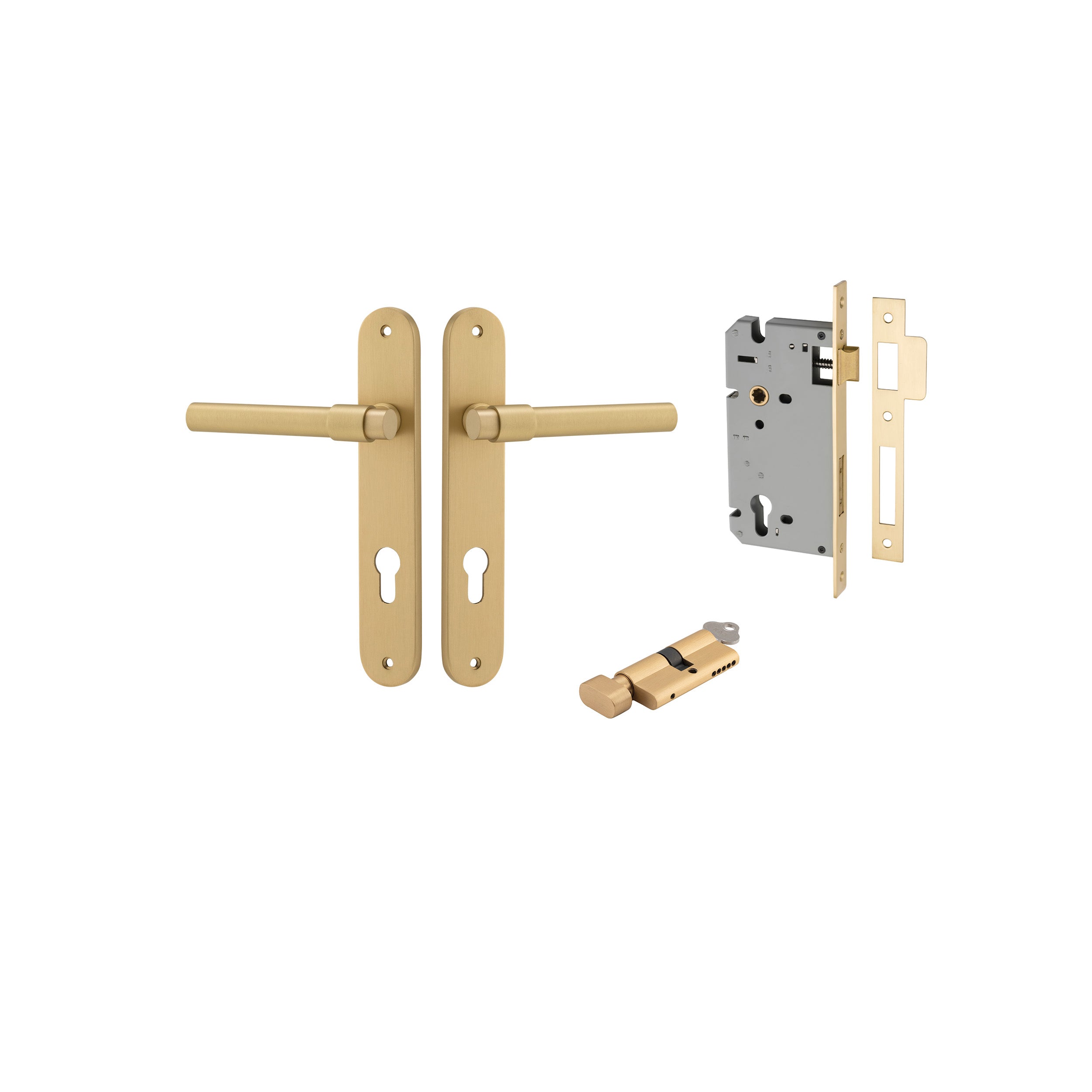 Helsinki Lever - Oval Backplate - Ella Grace - Iver - Brushed Gold PVD - Door Levers