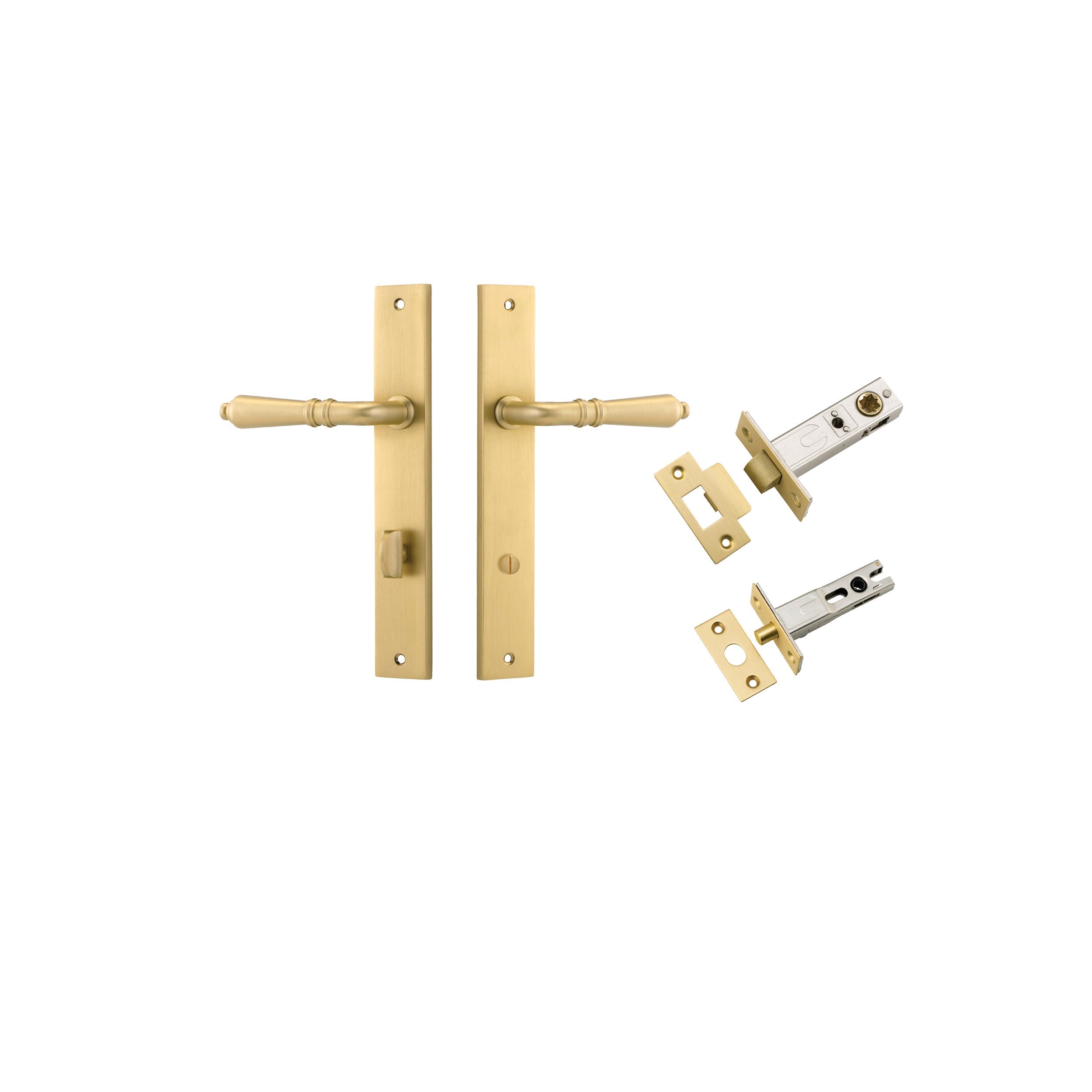 Sarlat Lever - Rectangular Backplate - Ella Grace - Iver - Brushed Gold PVD - Door Levers