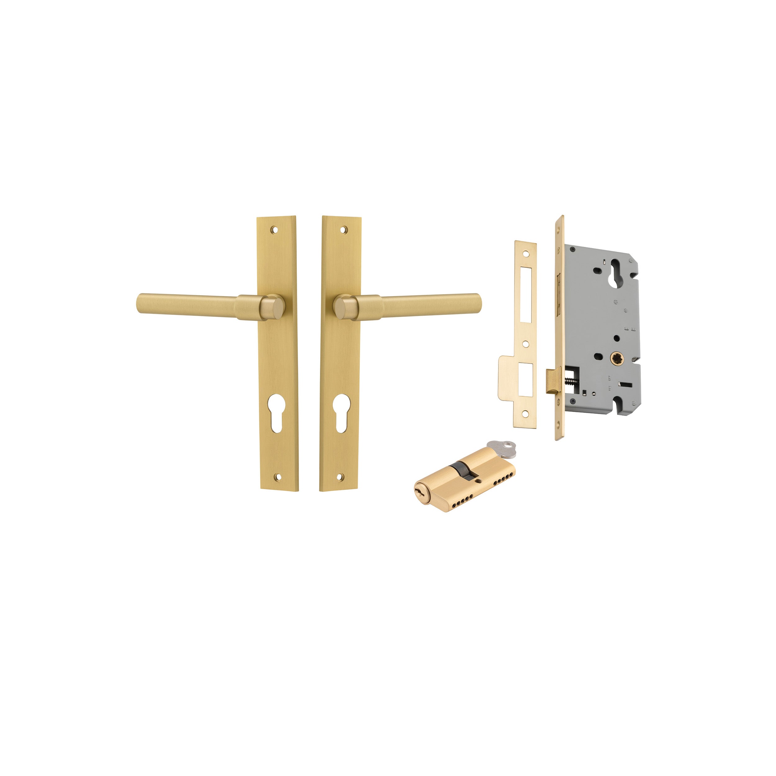 Helsinki Lever - Rectangular Backplate - Ella Grace - Iver - Brushed Gold PVD - Door Levers