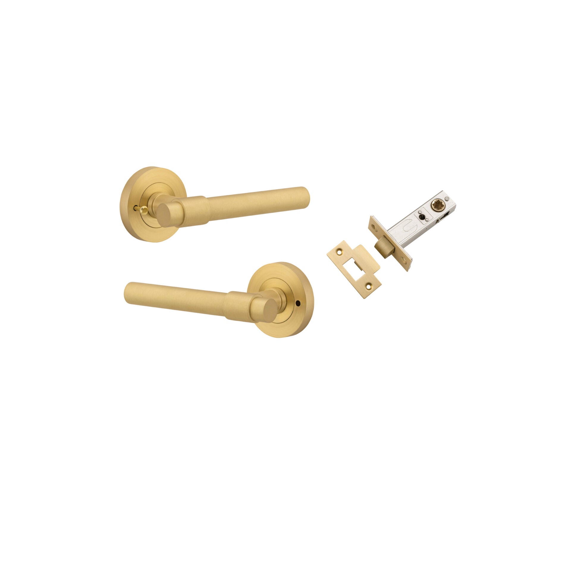 Helsinki Lever - Round Rose - Ella Grace - Iver - Brushed Gold PVD - Door Levers