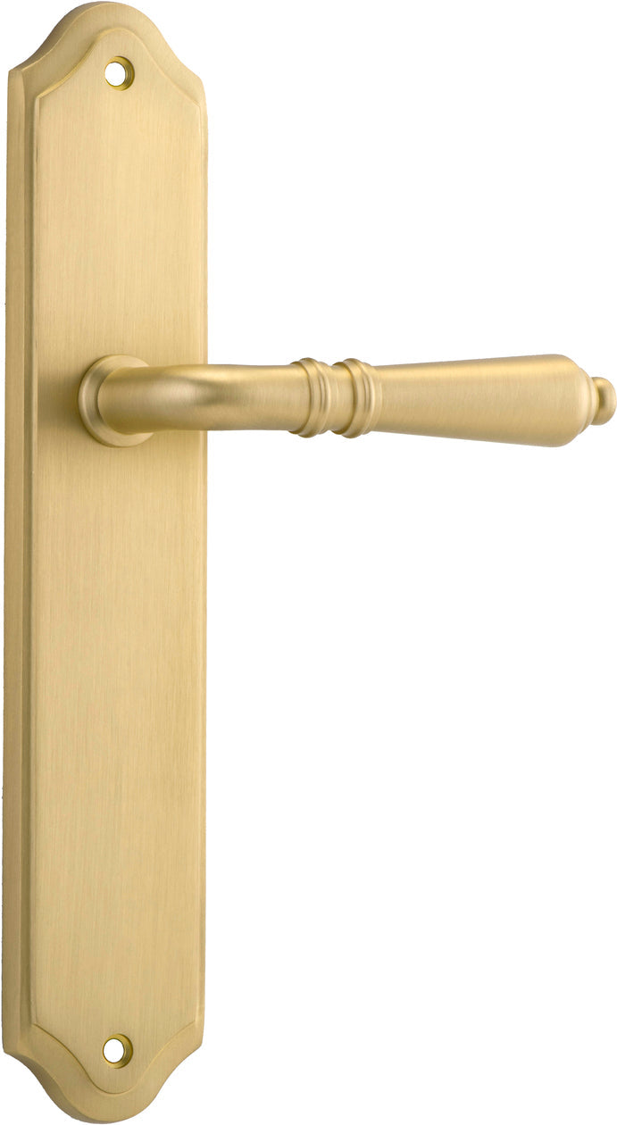 Sarlat Lever - Shouldered Backplate - Ella Grace - Iver - Brushed Gold PVD - Door Levers