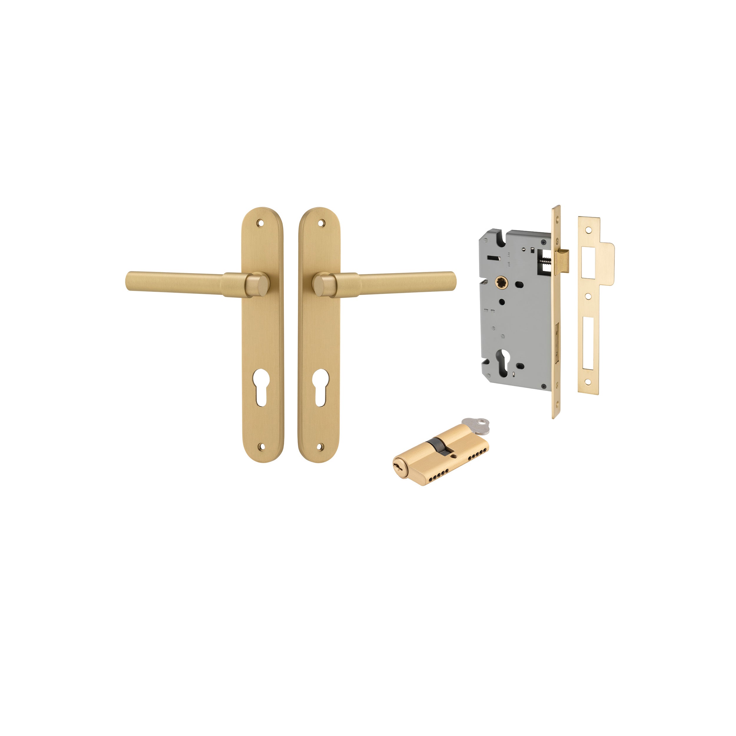 Helsinki Lever - Oval Backplate - Ella Grace - Iver - Brushed Gold PVD - Door Levers