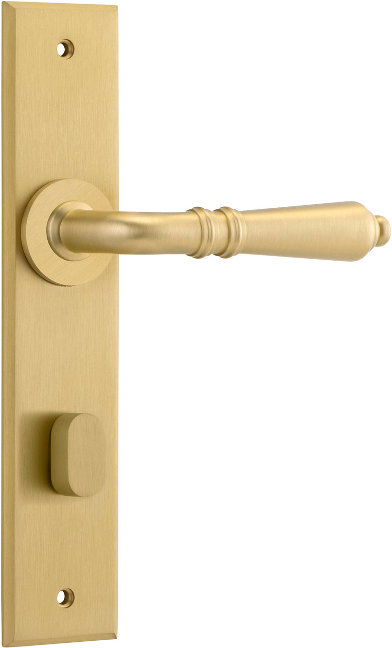 Sarlat Lever - Chamfered Backplate - Ella Grace - Iver - Brushed Gold PVD - Door Levers