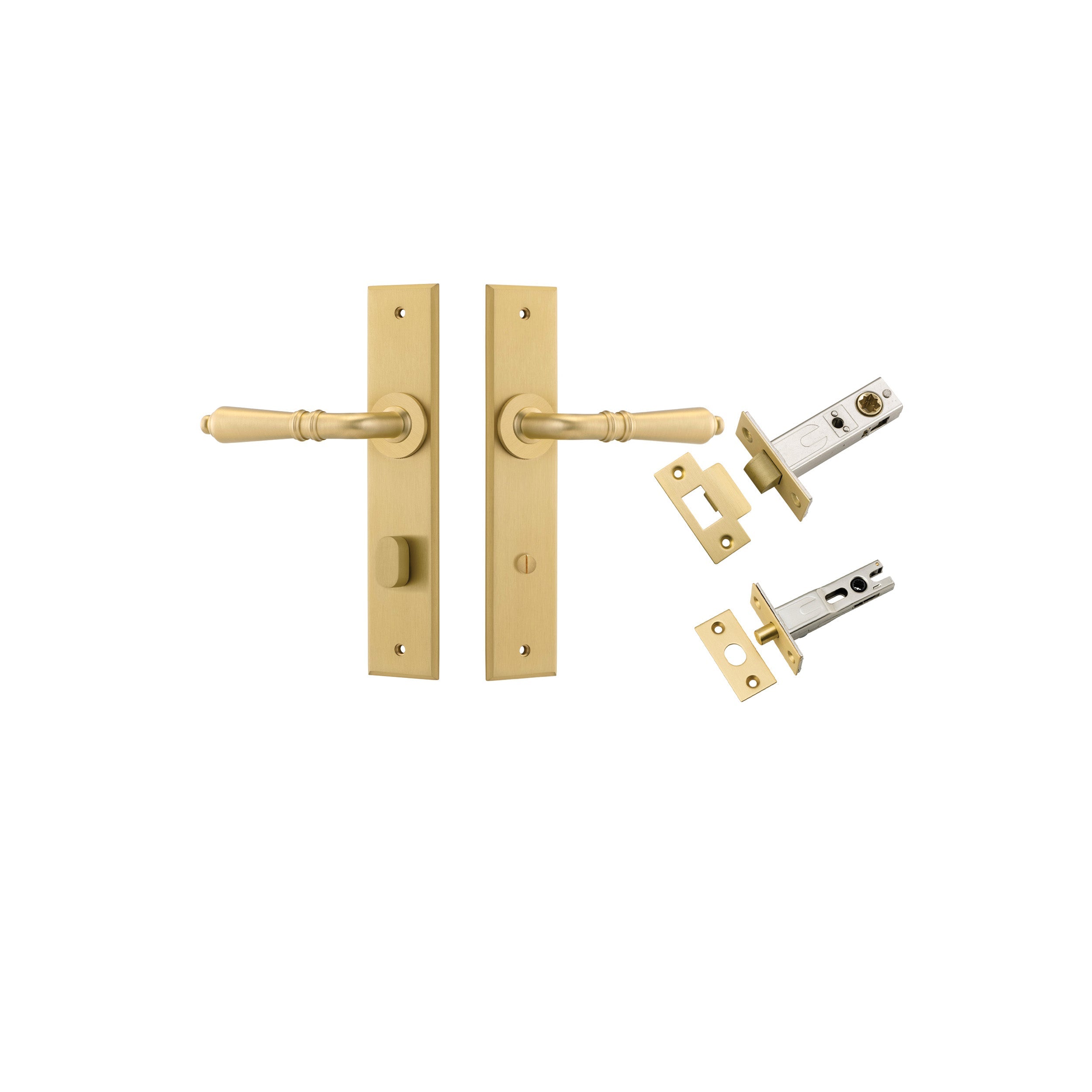 Sarlat Lever - Chamfered Backplate - Ella Grace - Iver - Brushed Gold PVD - Door Levers