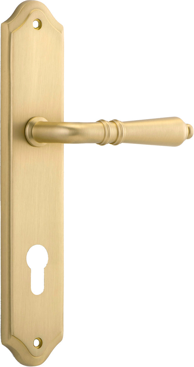 Sarlat Lever - Shouldered Backplate - Ella Grace - Iver - Brushed Gold PVD - Door Levers