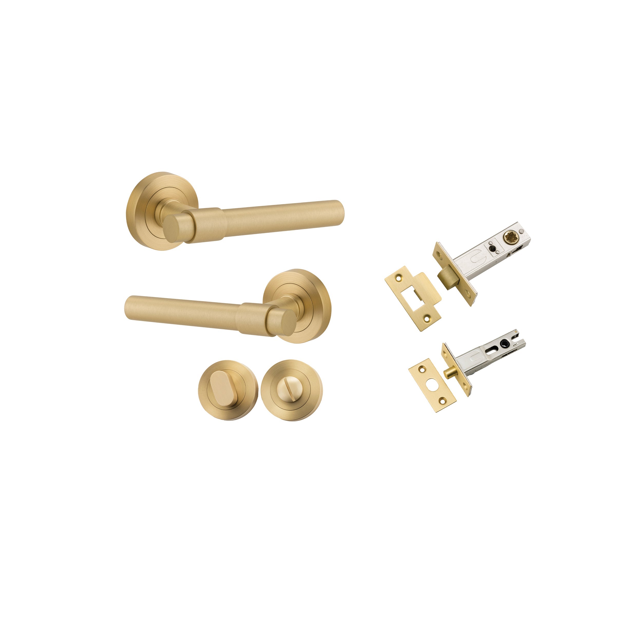 Helsinki Lever - Round Rose - Ella Grace - Iver - Brushed Gold PVD - Door Levers