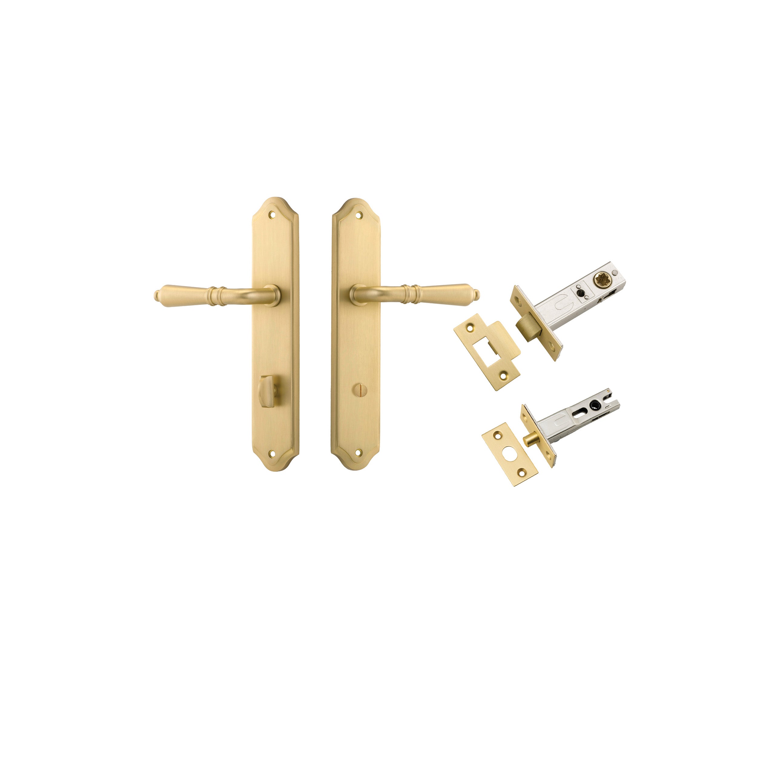 Sarlat Lever - Shouldered Backplate - Ella Grace - Iver - Brushed Gold PVD - Door Levers