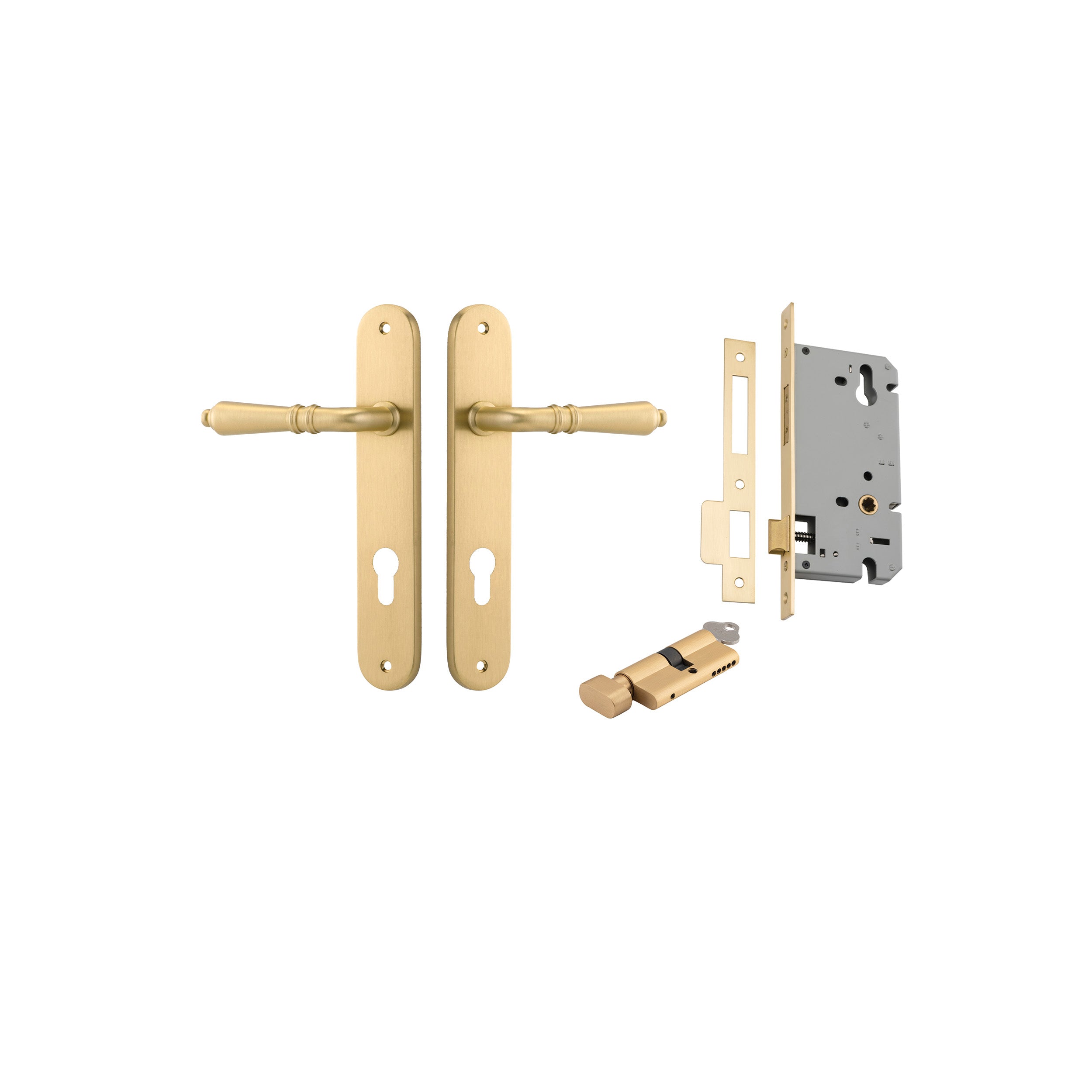 Sarlat Lever - Oval Backplate - Ella Grace - Iver - Brushed Gold PVD - Door Levers