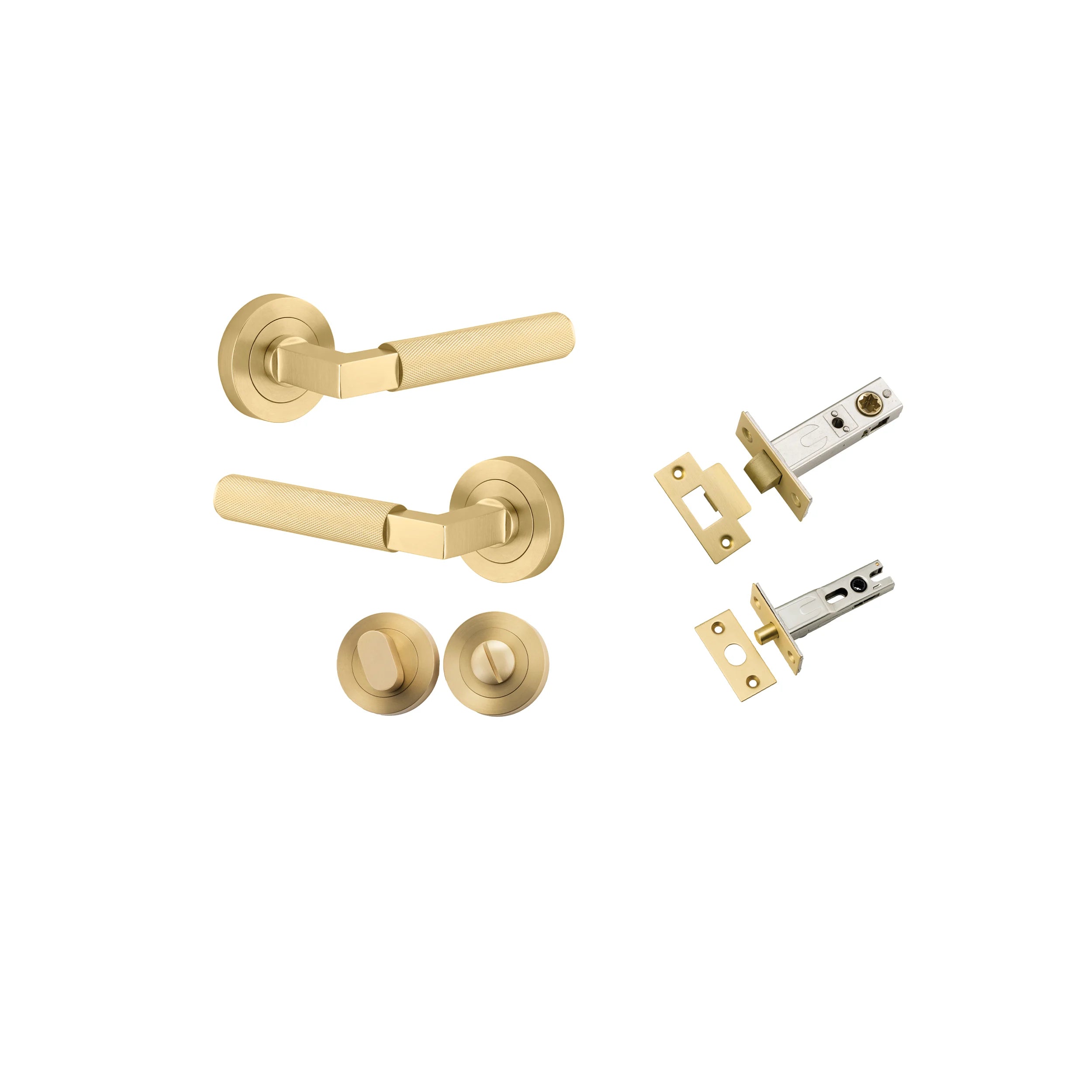 Brunswick Lever - Round Rose - Ella Grace - Iver - Brushed Gold PVD - Door Levers