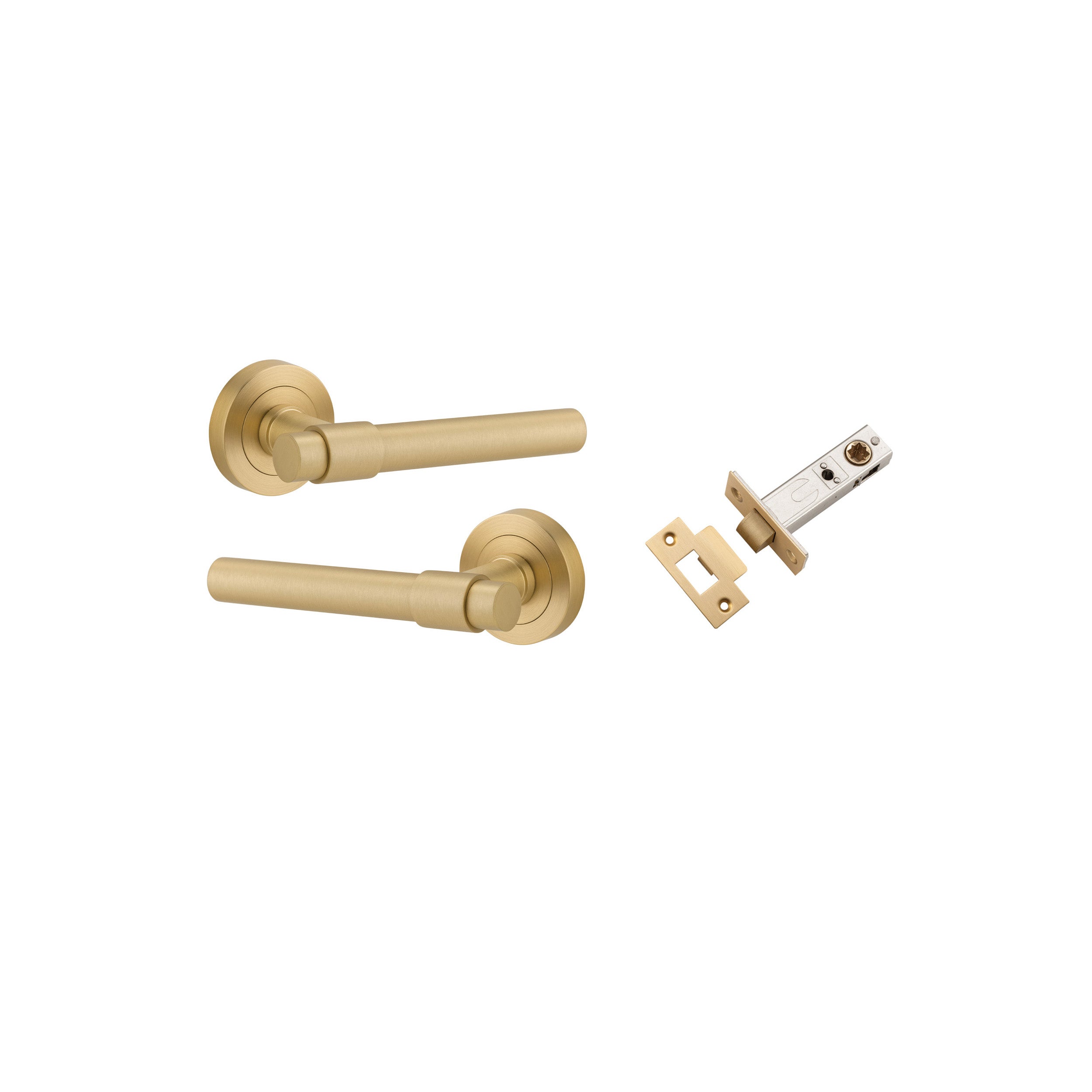 Helsinki Lever - Round Rose - Ella Grace - Iver - Brushed Gold PVD - Door Levers