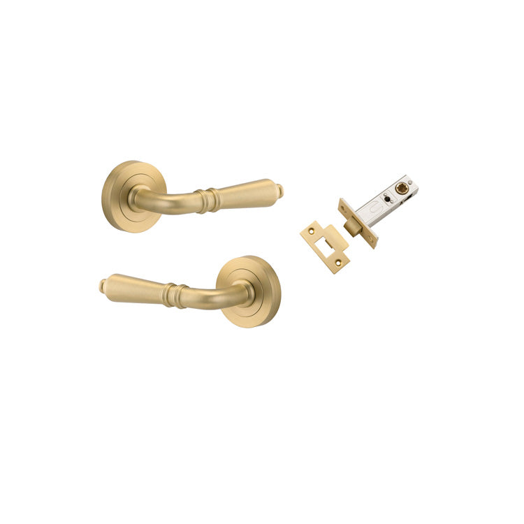 Sarlat Lever - Round Rose - Ella Grace - Iver - Brushed Gold PVD - Door Levers