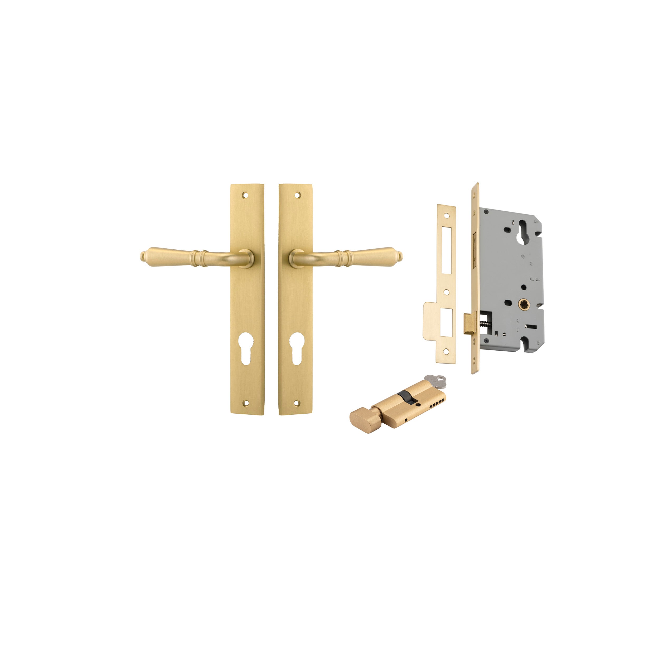 Sarlat Lever - Rectangular Backplate - Ella Grace - Iver - Brushed Gold PVD - Door Levers