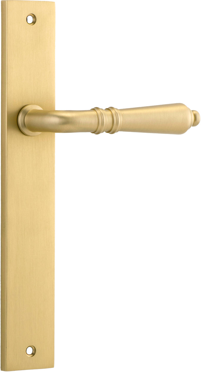 Sarlat Lever - Rectangular Backplate - Ella Grace - Iver - Brushed Gold PVD - Door Levers